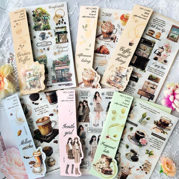 Rub On Sticker 12 pcs，Kaffee Pattern Scrapbooking Stickers Rub Ons Transfer Sticker Decorative Accessories for DIY Crafts Scrapbook, Planner, Album, Bullet