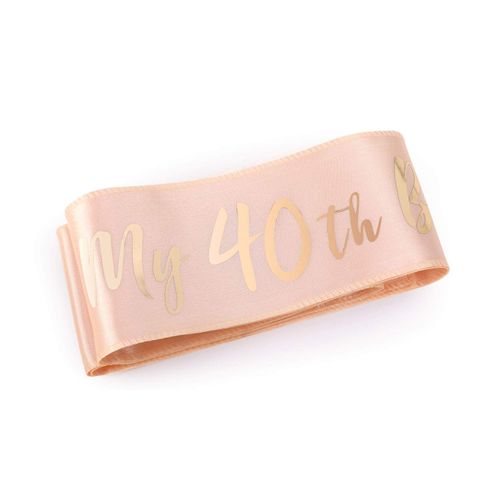 HOWAF Rose Gold 40th Birthday Sash, It's My 40th Birthday Satin Sash for 40th Birthday Decorations Women 40 Birthday Gift Party Accessories, One Size