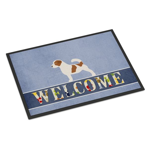 Caroline's Treasures BB5511MAT Jack Russell Terrier Welcome Doormat 18x27 Front Door Mat Indoor Outdoor Rugs for Entryway, Non Slip Washable Low Pile, 18H X 27W