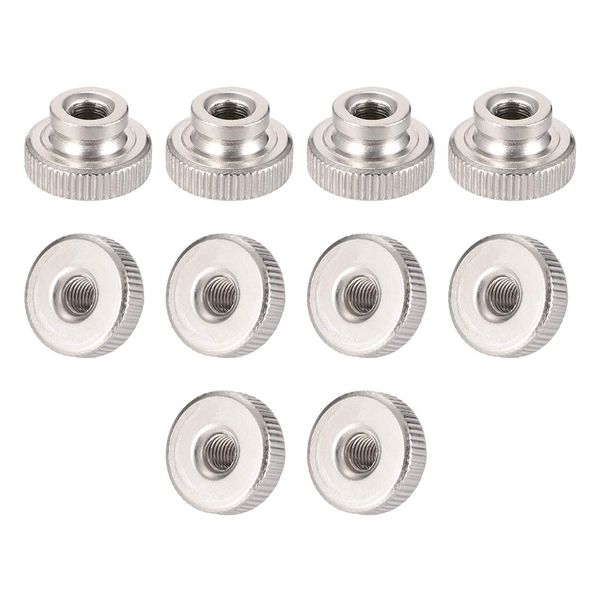 sourcing map Knurled Thumb Nuts, 10Pcs M5x0.8mm Iron Round Knobs Fasteners for 3D Printer Parts, Silver Tone