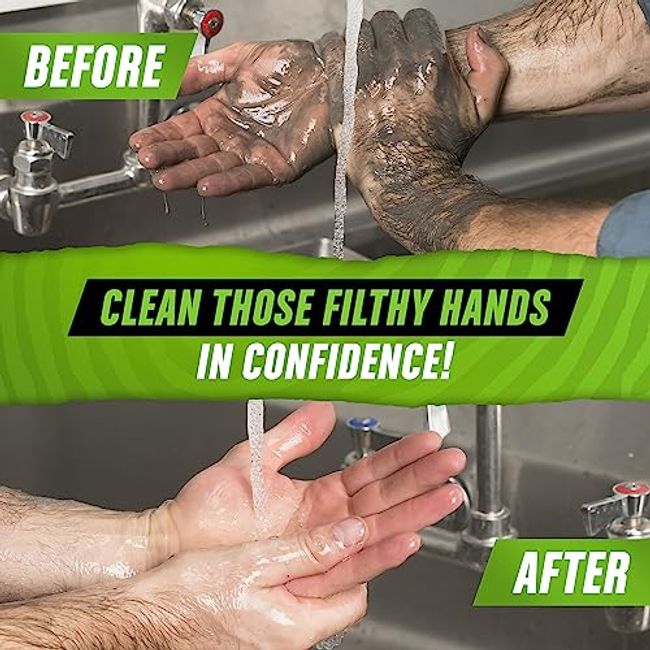 Grip Clean Hand Cleaner for Auto Mechanics - Heavy-Duty Pumice Soap + Fingernail Brush, All Natural and Dirt Infused for Dry Hands, Brown