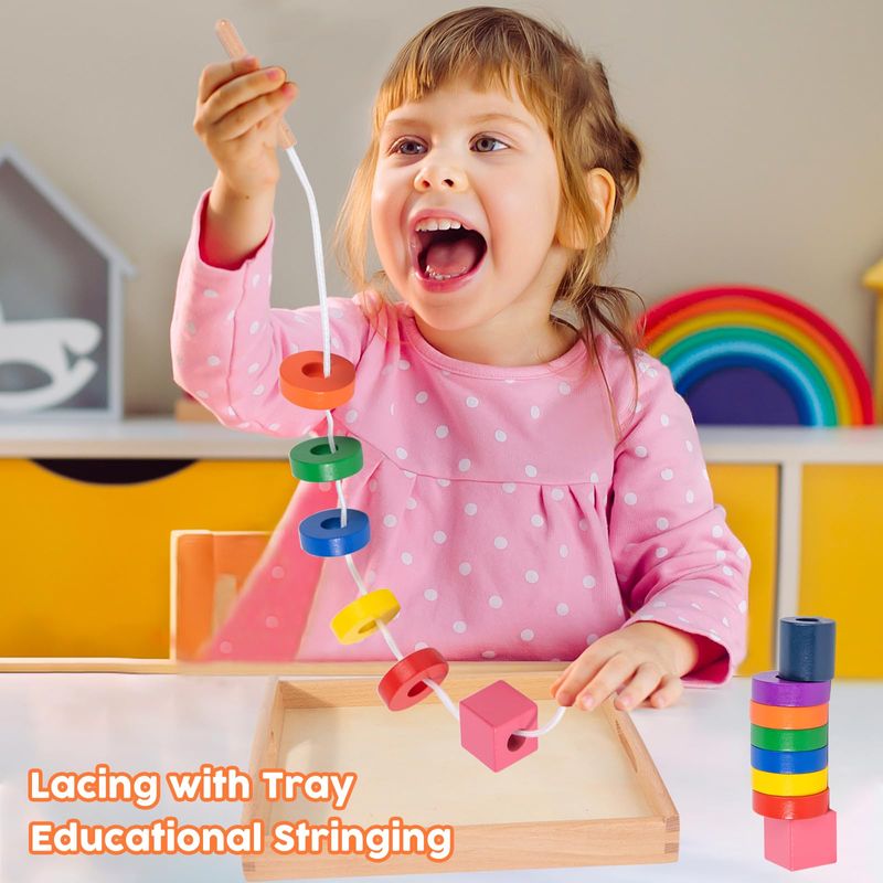 Fresh Look at Adena Montessori Lacing With Tray Educational Stringing Bead Set For