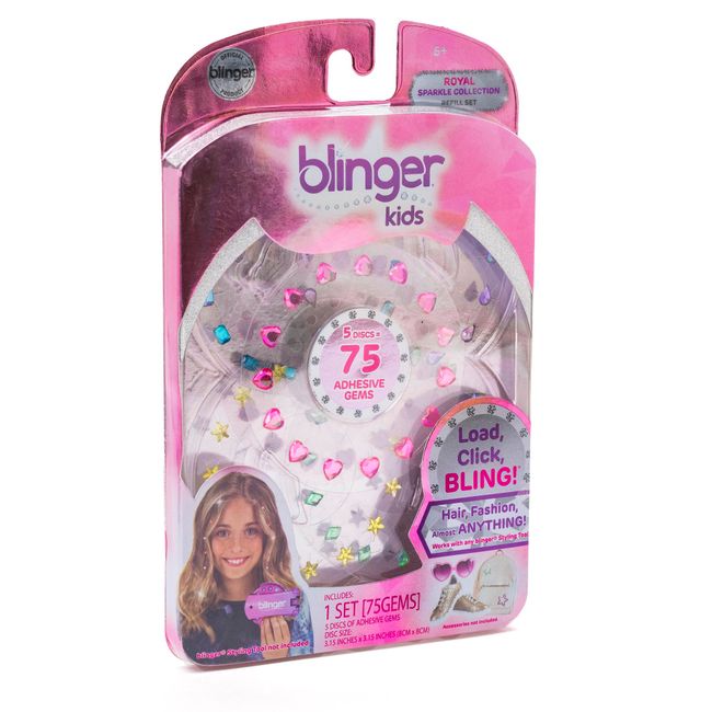 blinger Sparkle Collection Refill Pack - Royal | 5 Discs – 75 Rhinestones | Bling In Brush Out | Works with blinger Hair Styling Tool (Multicolored)