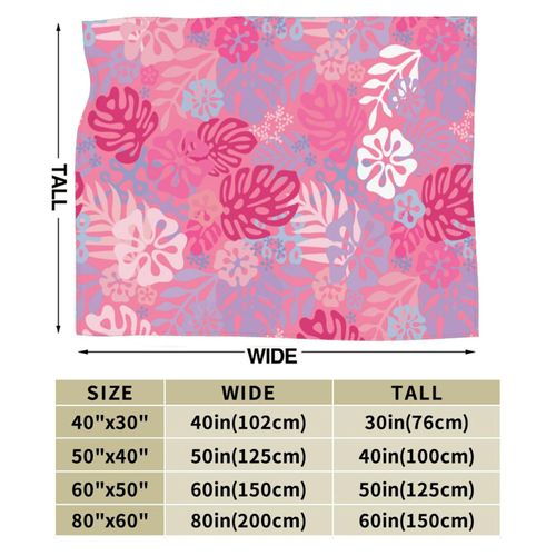 Jbofyee Hawaii Flowers Pink Throw Blankets All Season Ultra Soft Warm Tropical Aloha Pattern Fleece Blanket for Home Bed Sofa Couch Chair Outdoor Travel Camping 80x60 Inch