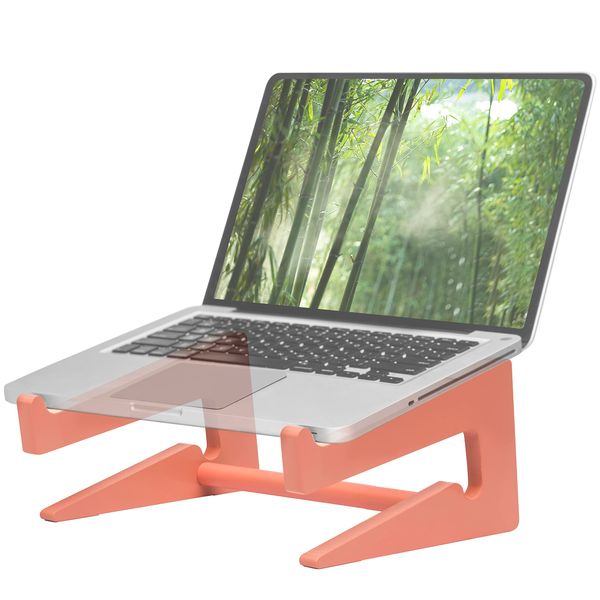 Konsol Laptop Ständer aus Holz, ergonomische universal Halterung für Notebook Erhöhung, kompatibel für 10-15 Zoll, Laptop Halterung Schreibtisch, vertikaler Laptop Stand (Rot)