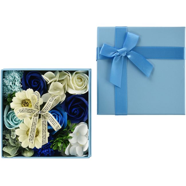 Q-FLA Bath Fragrance Bath Salt Flower Arrangement Box, Blue, W 5.7 x D 5.7 x H 3.7 inches (14.5 x 14.5 x 9.5 cm)