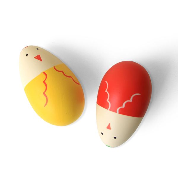 Shumee Wooden Egg Shakers for Babies (6 Months+) | Set of 2 Maraca Eggs (Yellow & Red Dots) | 8 cms | 100% Child Safe & Non Toxic | Musical Rattle Montessori Toy