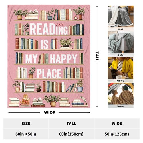CUJUYO Book Lover Gifts for Women Girls Blanket 60"x50" - Librarian, Book Club, Bookish, Bookworm Gifts for Reading Lovers - Literary Gift Ideas for Birthday Christmas Graduation