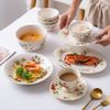 RockTrend Retro Strawberry Pattern Ceramic Dinnerware Set - Steak, Salad, Dessert Plates