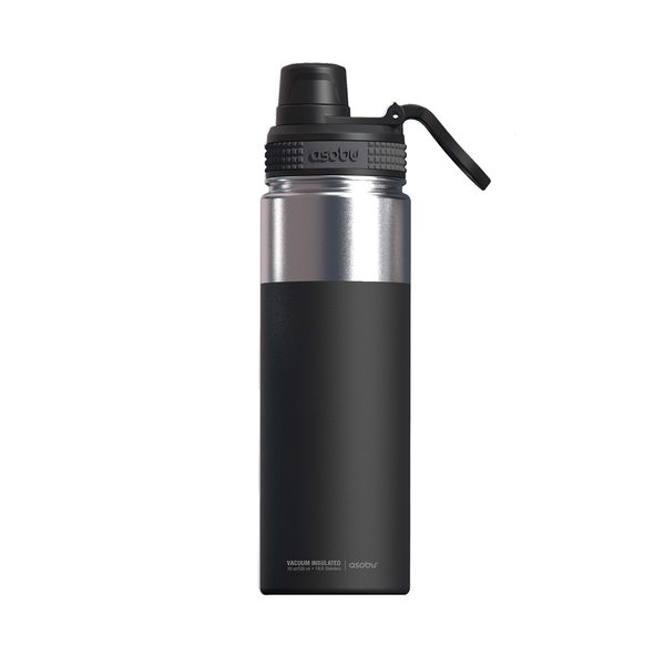 Asobu BPA Free Alpine 18 OZ Flask Water Bottle Made of Stainless Steel with Easy Grip Handle and Easy Access Spout Stays Hot/Cold for 12/24 Hours (Black)