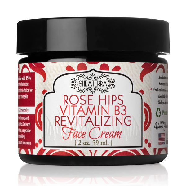 Shea Terra Organics Rose Hips Replenish Face Crème | Daily Moisturizer Spa Treatment | All Skin Types – 2 oz