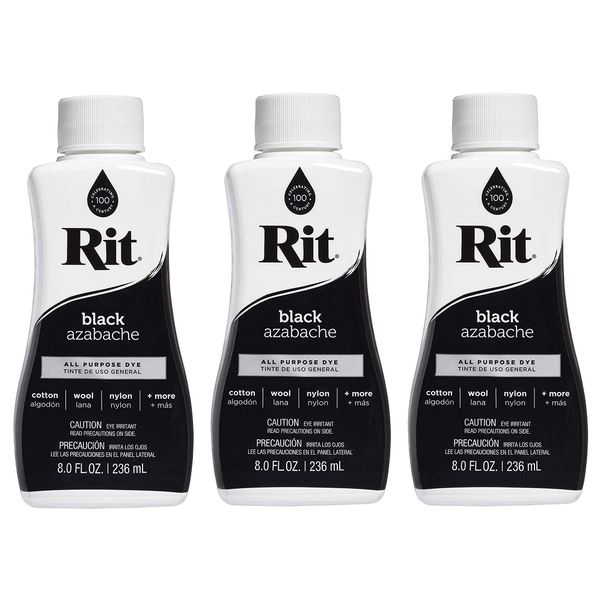 All-Purpose Liquid Dye, 8 Ounce, Black - 3 Pack