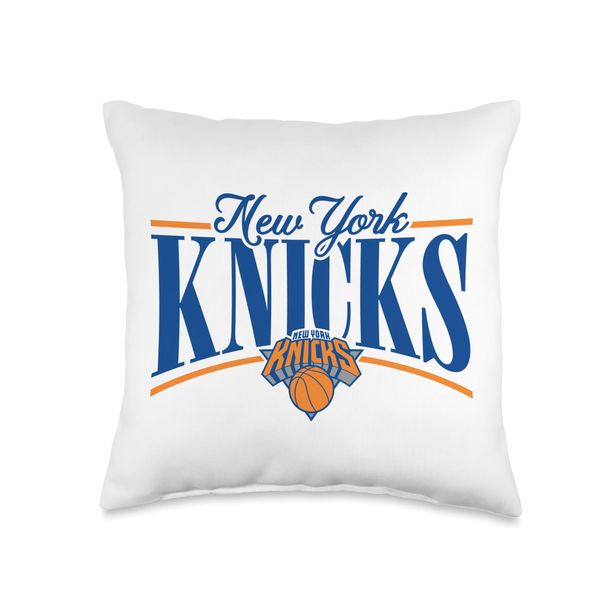 NBA New York Knicks Logo Arch White Throw Pillow