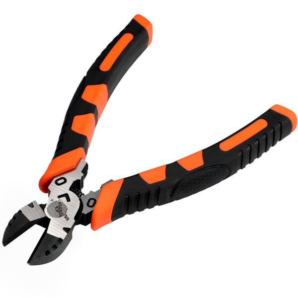 VANJOIN Strong Nipper, Multi-functional Precision Nipper, Crimping Function, Diagonal Nipper, Labor Saving Spring, Pliers, Thin Blade, Electronics, Tools, Cutting, Electronic Repair, Metal, Sharpness (6.5 inches (165 mm)