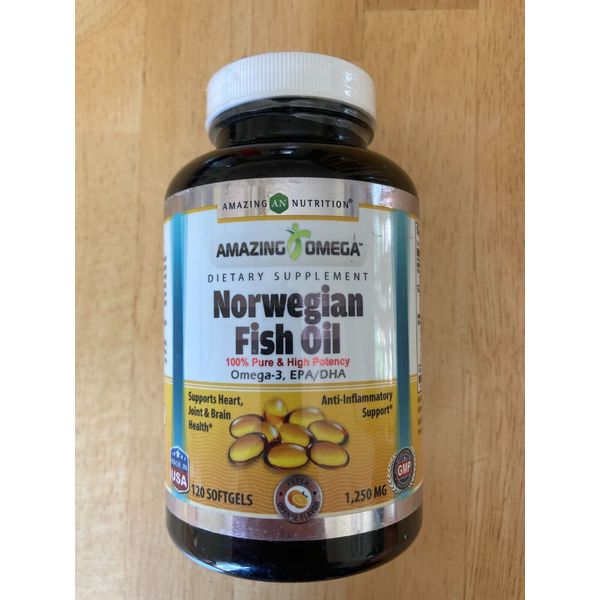 Amazing Nutrition Omega Formula Norwegian Fish Oil 120 Softgels 1250mg EPA DHA