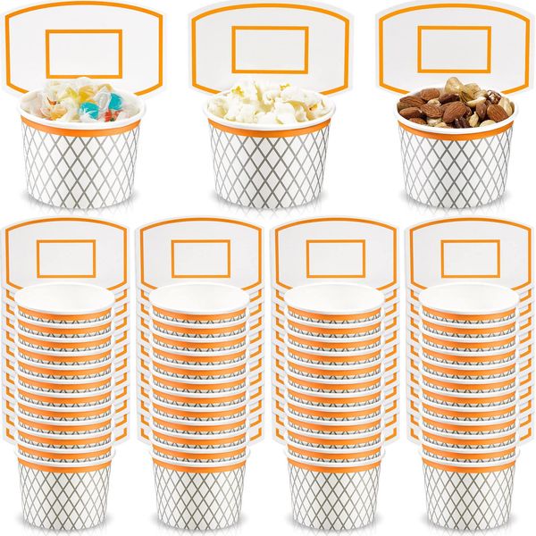 Basketball Hoop Snack Cups Basketball Party Decorations Paper Basketball Party Supplies Basketball Kids' Party Cups for Basketball Themed Party Favors (48 Pieces)