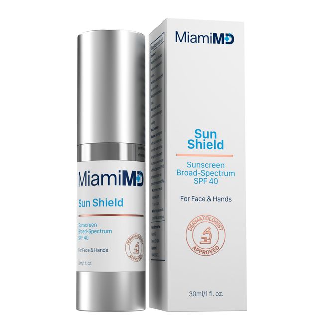 MiamiMD Sun Shield Facial Sunscreen Moisturizer - SPF 40 Broad Spectrum Sunscreen with Hydrating and Moisturizing Aloe Vera and Vitamin C - Paraben Free, Cruelty Free Face Care for All Skin Types