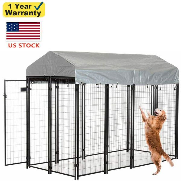 OutDoor Heavy Duty Playpen Dog Kennel w/ Roof Water-Resistant Cover 8'x4'x6'