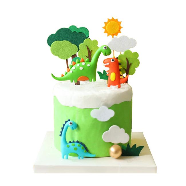 Luckerain Dinosaur Cake Toppers Forest Series Cute Dinosaur Set Baking Cake Decoration for Baby Shower Birthday Party and Theme Party