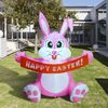 5 FT Pink Bunny Inflatable Lighted Easter Yard Garden Decor LED Blow up Rabbit