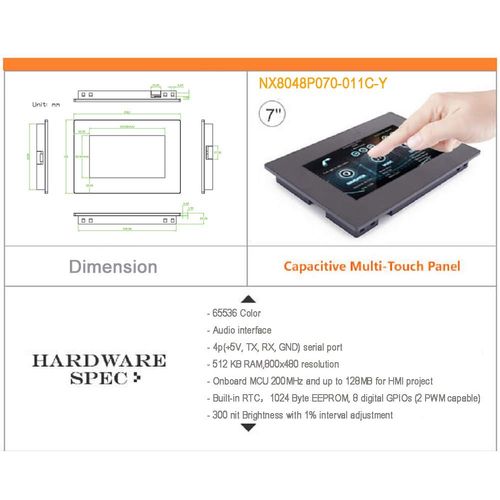 DIYmalls Nextion Intelligent 7 inch HMI Display 5V Capacitive Touch Screen 800x480 TFT LCD w/Enclosure Case for Arduino (NX8048P070-011C-Y)