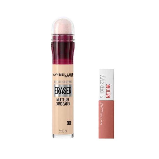 Maybelline New York Instant Anti Age Eraser Kapatıcı 00 Ivory & Mini Super Stay Matte Ink Likit Mat Ruj 65 Seductress Makyaj Seti