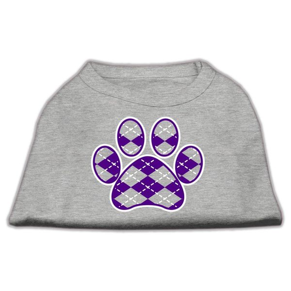 Mirage Pet Products Argyle Paw Purple Screen Print Shirt Grey Lg (14)