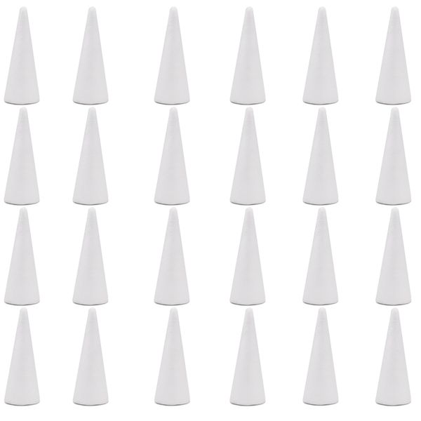Crafare 24 Pack Foam Cones Polystyrene Cone for Christmas Tree Project 2x4Inch Wedding Table Centerpiece Crafts Supplies and Floral Arrangement