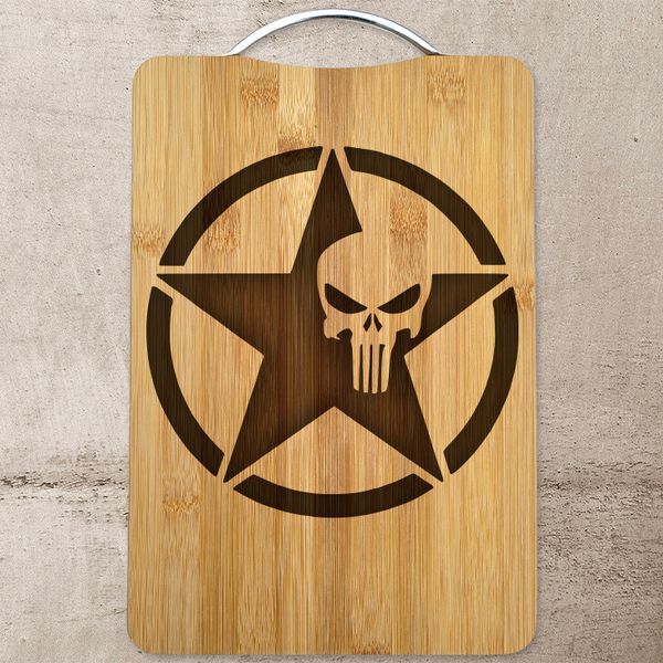  Army Star Punisher Laser Engraved Bamboo Cutting Board