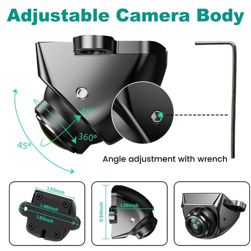 AHD1080P Backup Camera with Video Format Switch Button, GreenYi Reverse Rear/Front/Side View Cam, Adjustable Fisheye Lens, Waterproof Night Vision 170 Degree Wide View
