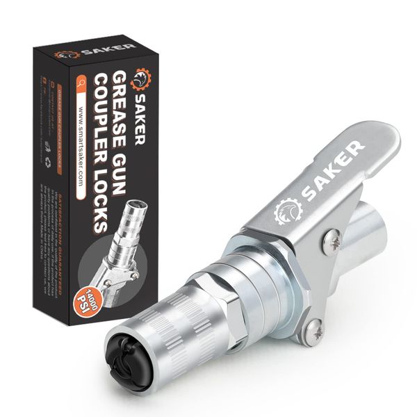 Saker Grease Gun Coupler-Upgrade to14000 PSI,Duty Quick Release Grease Couplers,Compatible with All Grease Guns 1/8" NPT Fittings(1 PC)