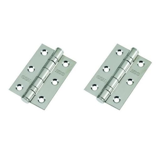 Door Hinge 3" 75mm Ball Bearing Hinges Polished Chrome Suit Internal Doors Pair