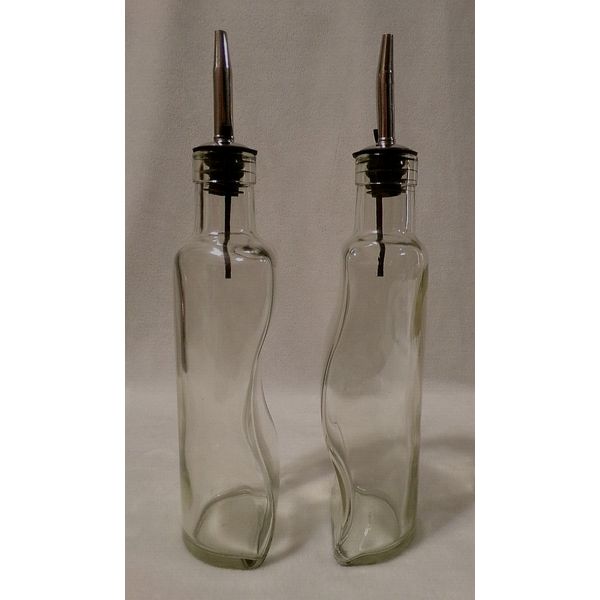 NWOT/NIB CROFTON CLEAR GLASS OIL & VINEGAR SET w/STAINLESS STEEL DRIZZLE  SPOUTS