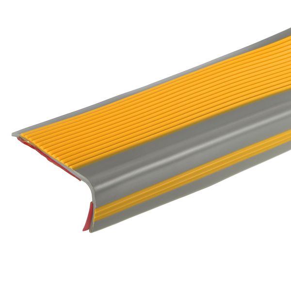Sourcing Map 3.2Ft PVC L-Shape Stair Nosing, Dark Yellow/Grey