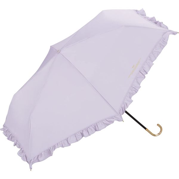 [2023] Wpc. 6181-212-002 Rain Umbrella, Feminine Ruffle Mini, Lavender, Folding Umbrella, 19.7 inches (50 cm), Women's, For Both Sun and Rain, Adult Cute, Classical, Gold Handle, Stylish, Cute