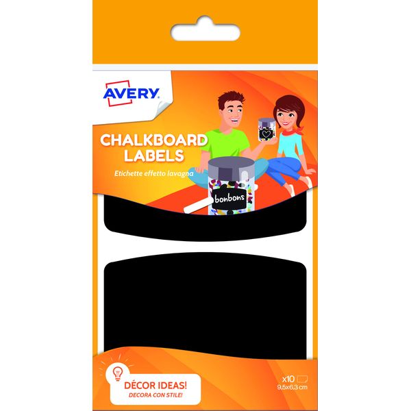 Avery Chalkboard Labels, 95 x 63 mm, 10 Labels Per Pack, Black
