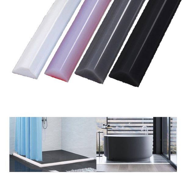 100CM Wet Room Floor Barrier, Shower Water Barrier, Shower Tray Seal, Silicone Water Retaining Strip, Shower Floor Water Barrier, Shower Threshold Water Barrier, Bath Dam (Grey 1m)