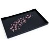 JapanBargain, Set of 2 Japanese Trays Tea Tray Sushi Plate Small Snack Tray Tempura Tray, Wood Grain Pattern, Made in Japan, 10x6.25 inch (Black w/Sakura)
