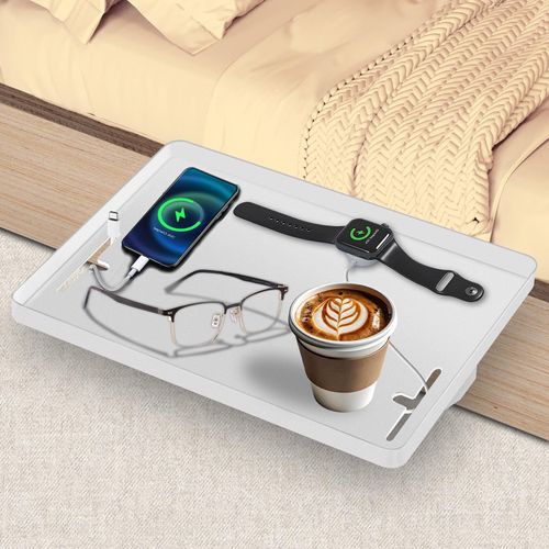 FABIEN SIEFFERT,Bedside Shelf for Bunk & Loft Beds,College Dorm Room and Kids Room Essentials,Bed Side Table Tray Organizer,Clip On Nightstand,White
