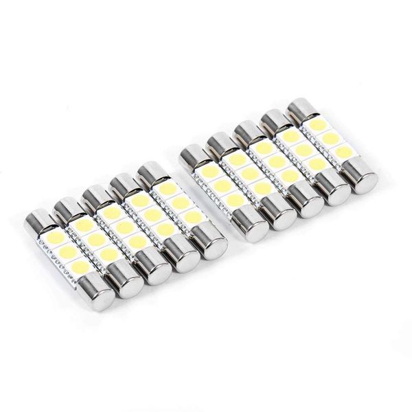 KIMISS 10Pcs 3-SMD 29-30mm 6641 12V LED Festoon Light (Xenon White) Sun Visor Vanity Mirror LED Bulbs replace the stock 6614F and TS-14V1CP bulb