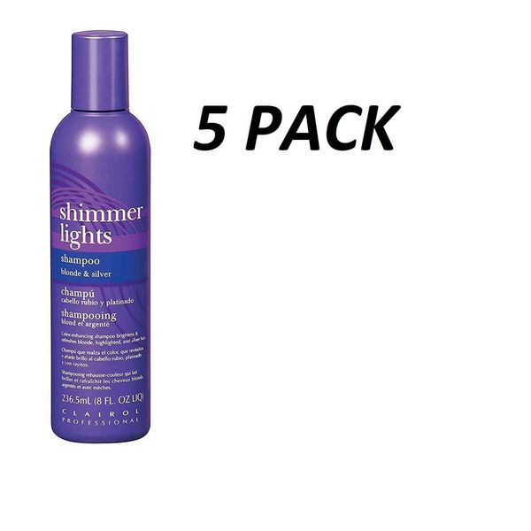 CLAIROL (Blue) Shimmer Lights Shampoo 8 oz. (Blonde & Silver)(5 Pack)