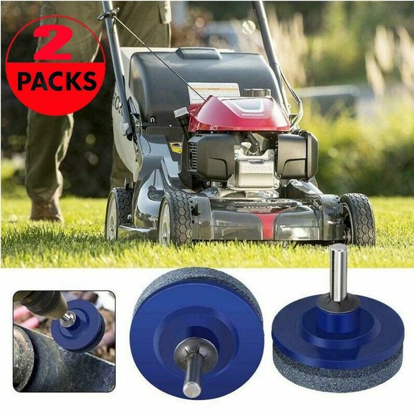 2Pcs Lawn Mower Blade Sharpener Sharpening Stone Grindstone For Power Drills NEW