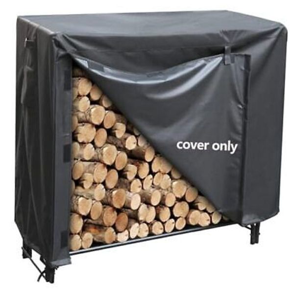 4 FT Firewood Rack Cover, Outdoor Log Rack Cover, 600D 48"L x 24"W x 42"H Black