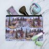 Moose Cabin Forest Woods Canoe Pattern Makeup Cosmetic Bag Organizer Pouch