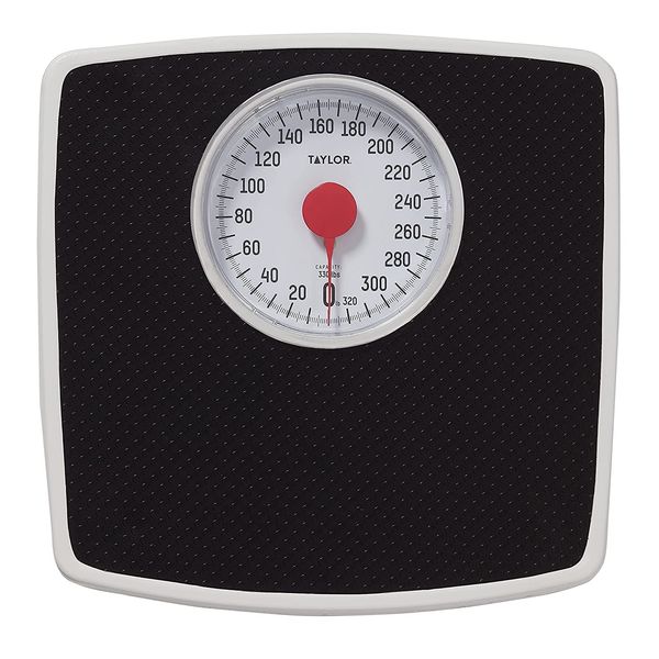 Analog Body Weight Scale Battery Free with 330LB Capacity Easy to Read Black