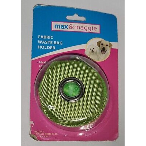 Max And Maggie Green Fabric Pet Waste Bag Holder with Roll of Bags