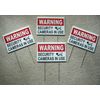 4 WARNING SECURITY CAMERAS IN USE Coroplast  YARD SIGNS 8x12 w/ Stakes  Security