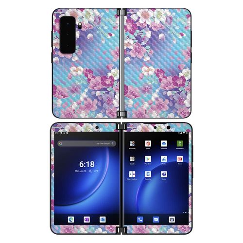 MightySkins Carbon Fiber Skin Compatible with Microsoft Surface Duo 2 - in Bloom | Protective, Durable, and Unique Vinyl Decal wrap Cover | Easy to Apply, Remove, and Change Styles | Made in The USA