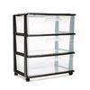HOMZ 3-Drawer Cart Organizers with Removeable Wheels, Medium, Black & Clear