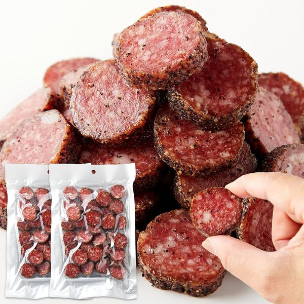 Natural Life Black Pepper Salami (7.1 oz (200 g) x 2 Bags, Snacks, Thick Slices, Black Pepper, Made in Japan, Spicy